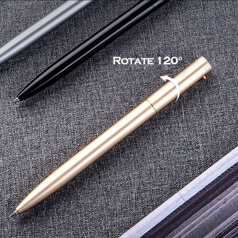 DUNBONG Retractable Metal Gel Pen, 0.5mm Medium Point Ballpoint Pens, Black Gel Ink (Black) - Image 5